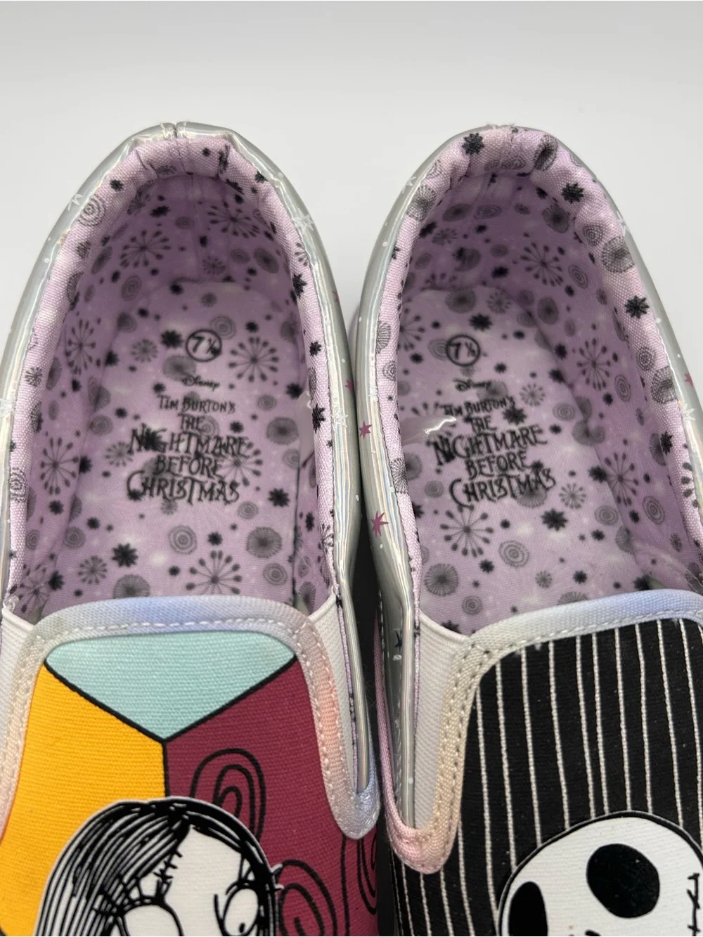 NWT Disney Nightmare Before Christmas Jack & Sally Slip-On Shoes Size 7.5